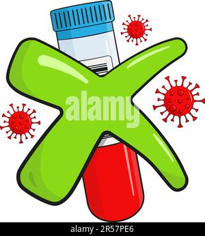 Analisi del sangue per la ricerca di virus. Negativo. Cartone animato. Vettore illustrato Illustrazione Vettoriale