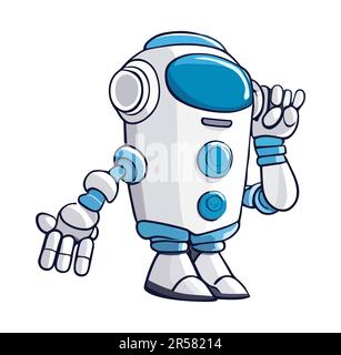 Robot, chatbot, ai bot personaggio, cartoon mascotte. Illustrazione Vettoriale