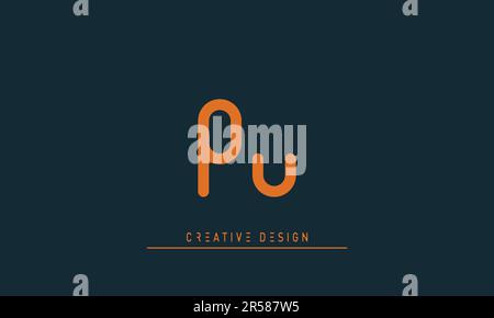 Lettere alfabetiche logo Creative moderno PU , UP Illustrazione Vettoriale