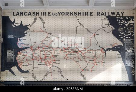 Lancashire e Yorkshire Railway mappa della stazione ferroviaria di Manchester Victoria. Foto Stock