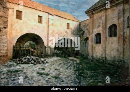 Rovine di Kaunas Fortezza, Kaunas, Lituania (14th c) Foto Stock