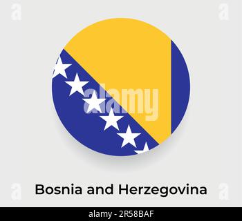 Immagine vettoriale icona circolare a forma di bolla della bandiera della Bosnia-Erzegovina Illustrazione Vettoriale