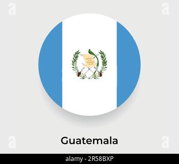 Simbolo del vettore icona circolare a forma di bolla della bandiera del Guatemala Illustrazione Vettoriale