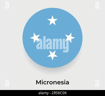 Immagine vettoriale icona circolare forma rotonda della bandiera Micronesia Illustrazione Vettoriale