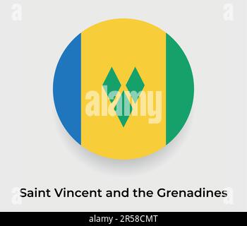 Saint Vincent e Grenadine bandiera bolla cerchio forma rotonda icona figura vettore Illustrazione Vettoriale