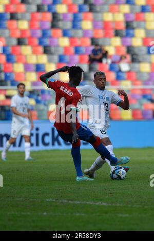 Jogo entre GAMBIA X URUGUAY no Estadio Estadio unico Madre de Ciudades FIFA sub20 World Cup Argentina 2023 é realizada em diferentes sedes da Argentina (Santiago del estero, la Plata, San Juan e Mendoza) Foto Stock