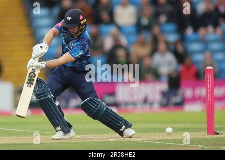 Leeds, Regno Unito. 01st giugno, 2023. Headingley Stadium, Leeds, West Yorkshire, 1st giugno 2023. Adam Lyth dello Yorkshire batting durante la partita Vitality Blast T20 tra Yorkshire Viking e Lancashire Lightning all'Headingley Stadium, Leeds Credit: Touchlinepics/Alamy Live News Foto Stock