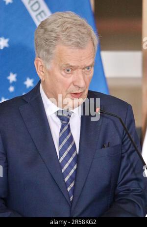 Brasilia, Distrito Federale, Brasil. 1st giugno, 2023. (INT) Conferenza stampa con Lula e Sauli NiinistÃƒÂ¶. 1 giugno 2023, Brasilia, Distretto Federale, Brasile: Conferenza stampa con i Presidenti del Brasile, Luiz Inacio Lula da Silva e Finlandia, Sauli NiinistÃƒÂ¶ Giovedì (01) al Palazzo Itamaraty di Brasilia.Credit: Frederico Brasil/Thenews2 (Foto: Frederico Brasil/Thenews2/Zumapress) (Credit Image: © Frederico Brasil/TheNEWS2 via ZUMA Press Wire SOLO USO EDITORIALE! Non per USO commerciale! Foto Stock