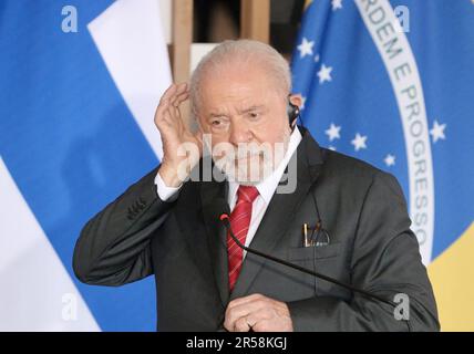 Brasilia, Distrito Federale, Brasil. 1st giugno, 2023. (INT) Conferenza stampa con Lula e Sauli NiinistÃƒÂ¶. 1 giugno 2023, Brasilia, Distretto Federale, Brasile: Conferenza stampa con i Presidenti del Brasile, Luiz Inacio Lula da Silva e Finlandia, Sauli NiinistÃƒÂ¶ Giovedì (01) al Palazzo Itamaraty di Brasilia.Credit: Frederico Brasil/Thenews2 (Foto: Frederico Brasil/Thenews2/Zumapress) (Credit Image: © Frederico Brasil/TheNEWS2 via ZUMA Press Wire SOLO USO EDITORIALE! Non per USO commerciale! Foto Stock