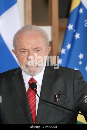 Brasilia, Distrito Federale, Brasil. 1st giugno, 2023. (INT) Conferenza stampa con Lula e Sauli NiinistÃƒÂ¶. 1 giugno 2023, Brasilia, Distretto Federale, Brasile: Conferenza stampa con i Presidenti del Brasile, Luiz Inacio Lula da Silva e Finlandia, Sauli NiinistÃƒÂ¶ Giovedì (01) al Palazzo Itamaraty di Brasilia.Credit: Frederico Brasil/Thenews2 (Foto: Frederico Brasil/Thenews2/Zumapress) (Credit Image: © Frederico Brasil/TheNEWS2 via ZUMA Press Wire SOLO USO EDITORIALE! Non per USO commerciale! Foto Stock