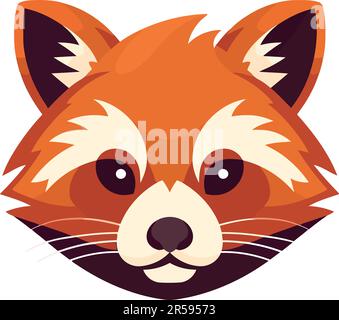 Cute panda rosso faccia su bianco Illustrazione Vettoriale