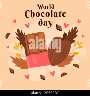 disegno piatto vettore mondo cioccolato giorno illustrazione Illustrazione Vettoriale