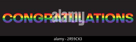 La parola Congratulazioni. Banner vettoriale con il testo arcobaleno colorato. illustrazione vettoriale eps 10 Illustrazione Vettoriale
