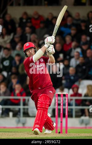 Leeds, Inghilterra - 01/06/2023 - Cricket - Vitality T20 Blast: North Group - Yorkshire Vikings contro Lancashire Lightning - Headingley Stadium, Leeds, Inghilterra - Lancashire's Steven Croft Bats. Credit: SWpix/Alamy Live News Foto Stock