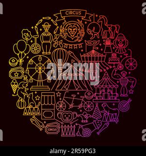 Circus Show Icon Circle Concept Illustrazione Vettoriale
