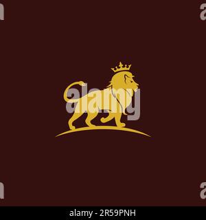 Design semplice con logo Lion. Logo Lion Crown Vector Illustrazione Vettoriale
