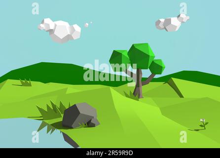 Basso paesaggio polico di una campagna Foto Stock