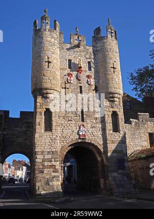 The Micklegate Bar York - Old Medieval Historic Gate, North Yorkshire, England, UK, YO1 6JX Foto Stock