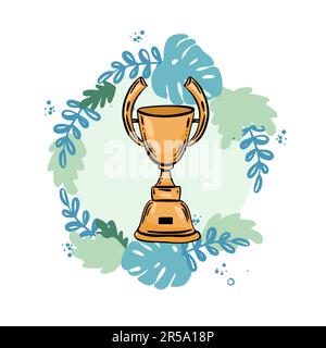 Cup Trofeo vettore icona piatta con il numero uno Illustrazione Vettoriale