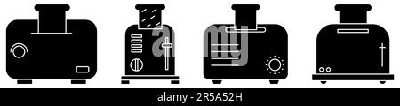 Icone tostapane in stile solido. Il design può essere utilizzato per applicazioni Web e mobili. Illustrazione vettoriale Illustrazione Vettoriale