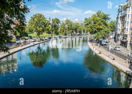 Parigi, Francia - 09-10-2018: Il canale di Saint Martin Foto Stock