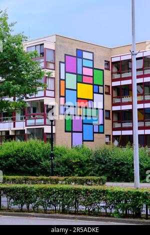 Amersfoort, Paesi Bassi, 6 luglio 2022; opere d'arte nel centro della città in onore del 150° compleanno dell'artista astratto Piet Mondrian. Foto Stock