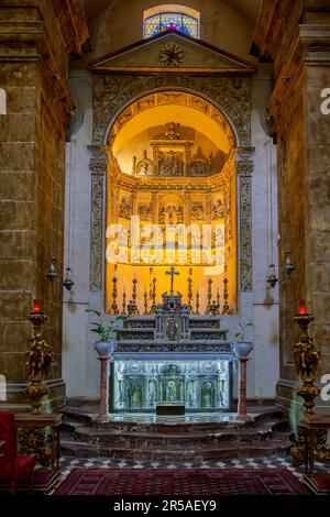 Cappella del Santissimo Sacramento. La Cattedrale di San Tommaso di Canterbury a Marsala, Sicilia, Italia. Si affaccia su Piazza della Repubblica A. Foto Stock