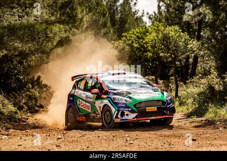 Olbia, Italia. 02nd giugno, 2023. 63 Ali TURKKAN (TUR), Burak ERDENER (TUR), FORD Fiesta Rally3, RC3, Rally3, Azione durante il Rally Italia Sardegna 2023, 6th° round del WRC World Rally Car Championship 2023, dal 1 al 4 giugno 2023 a Olbia - Foto Nikos Katikis/DPPI Credit: DPPI Media/Alamy Live News Foto Stock