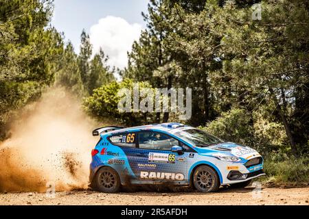 Olbia, Italia. 02nd giugno, 2023. 65 Roope KORHONEN (fin), Anssi VIINIKKA (fin), FORD Fiesta Rally3, RC3, Rally3, Azione durante il Rally Italia Sardegna 2023, 6th° round del WRC World Rally Car Championship 2023, dal 1 al 4 giugno 2023 a Olbia - Foto Nikos Katikis/DPPI Credit: DPPI Media/Alamy Live News Foto Stock