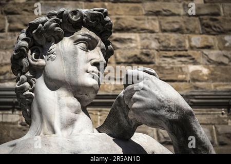 David di Michelangelo Buonarroti, Piazza della Signoria, Firenze, Italia, Europa Foto Stock