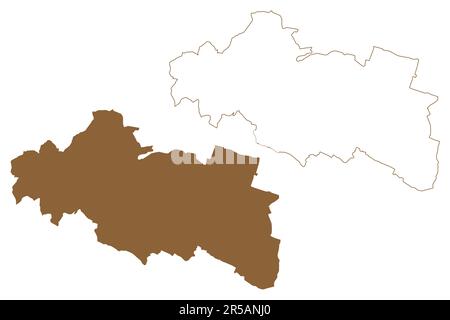 Distretto di Modling (Repubblica d'Austria o Österreich, bassa Austria o stato di Niederösterreich) illustrazione vettoriale della mappa, schizzo dello scribble Bezirk Mödling Illustrazione Vettoriale