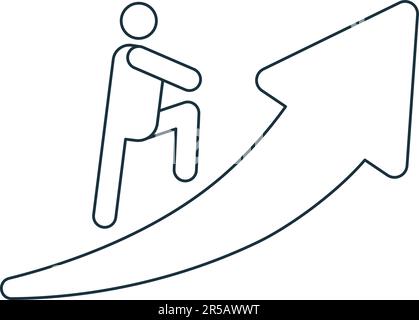 Icona salita. Semplice segnale monocromatico dalla raccolta delle prestazioni. Icona Ascent per logo, modelli, web design e infografica. Illustrazione Vettoriale