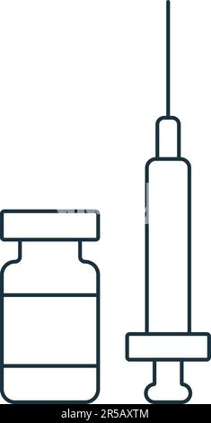 Icona vaccino. Semplice segno monocromatico dalla collezione della farmacia. Icona del vaccino per logo, modelli, web design e infografiche. Illustrazione Vettoriale