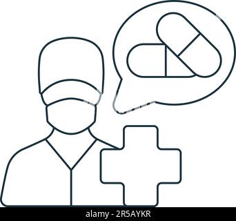 Icona della farmacia di consulenza. Semplice segno monocromatico dalla collezione della farmacia. Icona della farmacia di consulenza per logo, modelli, web design e infografiche. Illustrazione Vettoriale