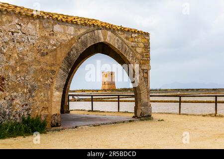 Saline di Trapani e Paceco Saline di Trapani e Paceco è una riserva naturale italiana situata in provincia di Trapani tra i comuni di Trapani Foto Stock