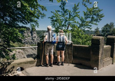 Bastion Bridge in Svizzera Sassonia in Germania. Foto di alta qualità Foto Stock