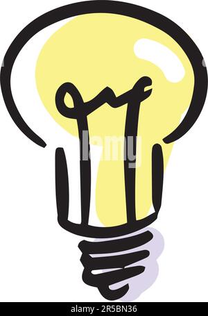 Tracciare una lampadina disegnata a mano, icona idea Illustrazione Vettoriale