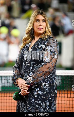 Parigi, Francia. 01st giugno, 2023. Marion Bartoli durante il torneo di tennis French Open, Grand Slam il 1 giugno 2023 allo stadio Roland Garros di Parigi. Foto Victor Joly/DPPI Credit: DPPI Media/Alamy Live News Foto Stock