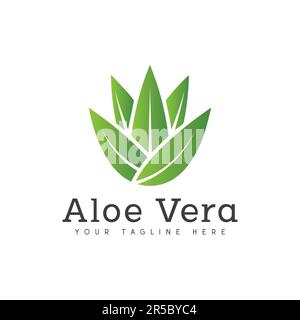 Logo Aloe vera Design Logo verde pianta logotipo Illustrazione Vettoriale