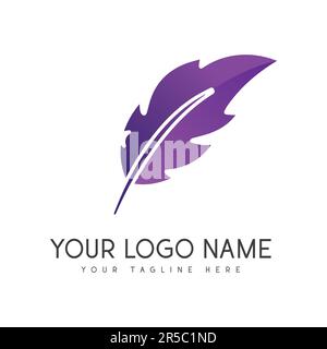 Logo di Feather Pen Logo di scrittura logotipo Illustrazione Vettoriale