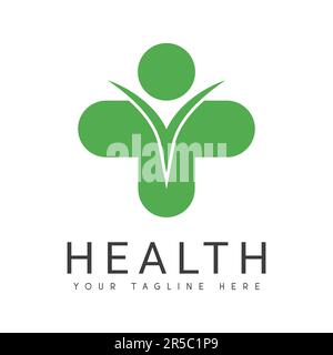 Logo Health Care Design Plus Firma Nursing logotipo Illustrazione Vettoriale