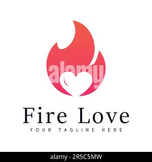 Fire Love Logo Design San Valentino logotipo Abstract Fire Illustrazione Vettoriale