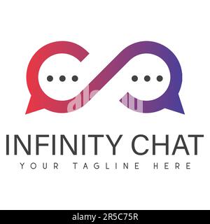 Infinity Chat Logo Design chattare persone parlare logotipo Illustrazione Vettoriale