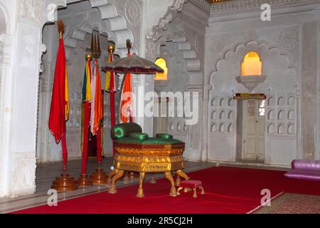 Stanza del Trono, Forte di Mehrangarh, Jodhpur, Rajasthan, India Foto Stock