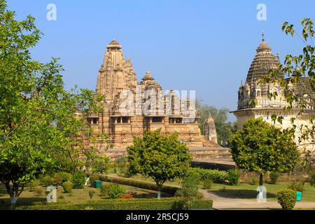 Tempio di Vishvanath, Tempio di Parvati, Khajuraho, Madhya Pradesh, India Foto Stock
