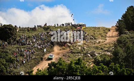 Sardegna, Italia. 02nd giugno, 2023. Kitzbuhel, Toyota Gazoo Racing WRT, Toyota Gr Yaris Rally1 Hybrid, FIA World Rally Championship WRC, 02 giugno 2023 a Olbia, Sardegna, Italia Credit: Independent Photo Agency/Alamy Live News Foto Stock