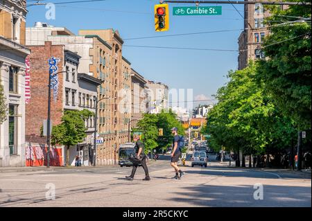 Vancouver, British Columbia - 26 maggio 2023: Vista da Cambie St. Sul lato est del centro di Vancouver. Foto Stock