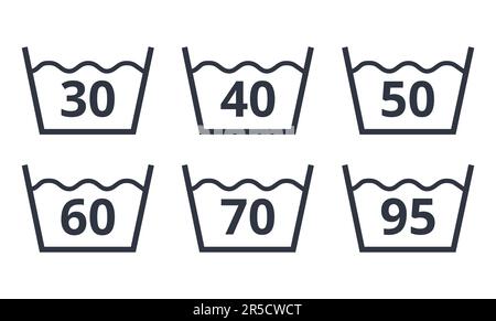 Impostazione della temperatura dell'acqua nell'icona lavatrice. Illustrazione vettoriale. Illustrazione Vettoriale