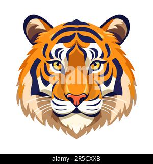 Logo Tiger Head. Disegno astratto faccia tigre. Cute faccia tigre isolato. Illustrazione vettoriale Illustrazione Vettoriale
