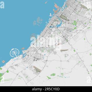 Mappa vettoriale dettagliata di Dubai Emirati Arabi Uniti Illustrazione Vettoriale